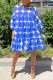 Blue Casual Sweet Print Patchwork O Neck A Line Dresses