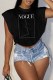 Black Fashion Casual Print Letter O Neck T-Shirts