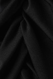 Black Sexy Solid Patchwork V Neck Skinny Rompers