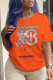 Orange Fashion Street Print Patchwork Letter O Neck T-Shirts