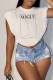 White Fashion Casual Print Letter O Neck T-Shirts