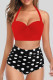 Black Red Sexy Print Bandage Patchwork Swimwears