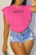 Rose Red Fashion Casual Print Letter O Neck T-Shirts