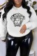 White Fashion Street Figure Hot Drill O Neck Tops