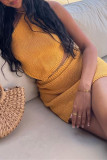 Ginger Fashion Sexy Solid Bandage Backless O Neck Sleeveless Two Pieces