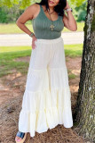 Beige Fashion Casual Solid Patchwork Regular High Waist Trousers