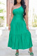 Green Sexy Casual Solid Backless Oblique Collar One Shoulder Dress