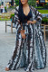 Black Fashion Casual Print Cardigan Pants Long Sleeve Two Pieces (without Vest)
