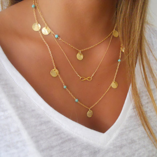 Gold Fashion Patchwork Necklaces