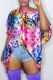 Red Fashion Casual Geometric Print Patchwork O Neck T-Shirts