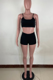 Blue Sexy Solid Patchwork Backless Spaghetti Strap Sleeveless Two Pieces