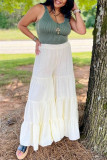 Beige Fashion Casual Solid Patchwork Regular High Waist Trousers