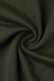 Army Green Fashion Casual Solid Tassel Regular High Waist Pencil Trousers