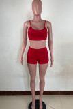 Blue Sexy Solid Patchwork Backless Spaghetti Strap Sleeveless Two Pieces