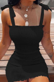 Orange Fashion Sexy Solid Bandage Backless Spaghetti Strap Sleeveless Dress