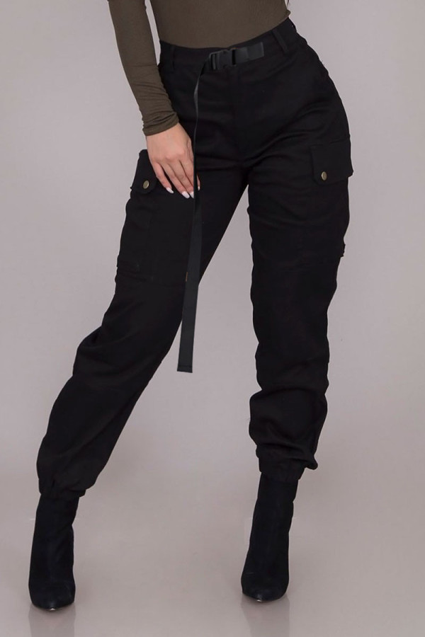 Black Casual Street Solid Patchwork Pocket Loose High Waist Pencil Solid Color Bottoms