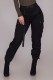 Black Casual Street Solid Patchwork Pocket Loose High Waist Pencil Solid Color Bottoms