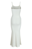 Pink Sexy Solid Patchwork Spaghetti Strap Pencil Skirt Dresses