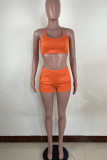 Blue Sexy Solid Patchwork Backless Spaghetti Strap Sleeveless Two Pieces
