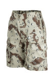 Camouflage Fashion Casual Camouflage Print Patchwork Regular High Waist Shorts
