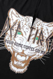 Coffee Fashion Casual Print Tassel Patchwork V Neck T-Shirts