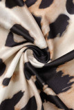 Leopard Print Fashion Casual Print Patchwork V Neck Long Sleeve Dresses