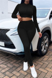 Green Fashion Casual Sportswear Solid Patchwork Zipper Collar Long Sleeve Two Pieces