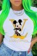 White Casual Fashion Character Print Letter O Neck T-Shirts