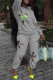 Light Gray Fashion Casual Solid Hollowed Out Hooded Collar Long Sleeve Two Pieces