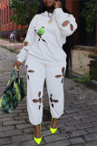 Light Gray Fashion Casual Solid Hollowed Out Hooded Collar Long Sleeve Two Pieces