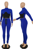 Red Sexy Solid Draw String Half A Turtleneck Long Sleeve Two Pieces