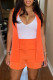Orange Fashion Casual Solid Patchwork Turndown Collar Sleeveless Two Pieces