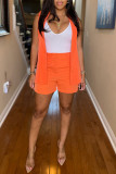 Purple Fashion Casual Solid Patchwork Turndown Collar Sleeveless Two Pieces