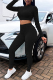 Green Fashion Casual Sportswear Solid Patchwork Zipper Collar Long Sleeve Two Pieces