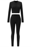 Green Fashion Casual Sportswear Solid Patchwork Zipper Collar Long Sleeve Two Pieces