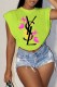 Green Fashion Elegant Print Letter O Neck T-Shirts
