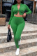 Green Fashion Casual Sportswear Solid Patchwork Zipper Collar Long Sleeve Two Pieces