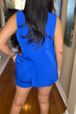Purple Fashion Casual Solid Patchwork Turndown Collar Sleeveless Two Pieces