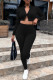 Black Fashion Casual Sportswear Solid Patchwork Zipper Collar Long Sleeve Two Pieces