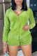 Green Yellow Fashion Casual Solid Patchwork Hooded Collar Long Sleeve Two Pieces