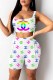 White Fashion Casual Print Letter U Neck Sleeveless Two Pieces