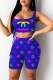 Blue Fashion Casual Print Letter U Neck Sleeveless Two Pieces