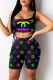 Black Fashion Casual Print Letter U Neck Sleeveless Two Pieces