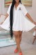 White Fashion Casual Print Letter Turndown Collar A Line Dresses