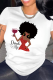 White Fashion Vintage Print Patchwork O Neck T-Shirts