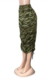 Camouflage Fashion Casual Print Patchwork Draw String Regular High Waist Skirt