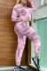 Pink Fashion Casual Print Letter Turndown Collar Long Sleeve Two Pieces