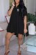 Black Fashion Casual Print Letter Turndown Collar A Line Dresses