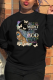 Black Fashion Vintage Butterfly Print Patchwork Letter O Neck Tops