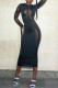 Black Sexy Solid Patchwork O Neck One Step Skirt Dresses
